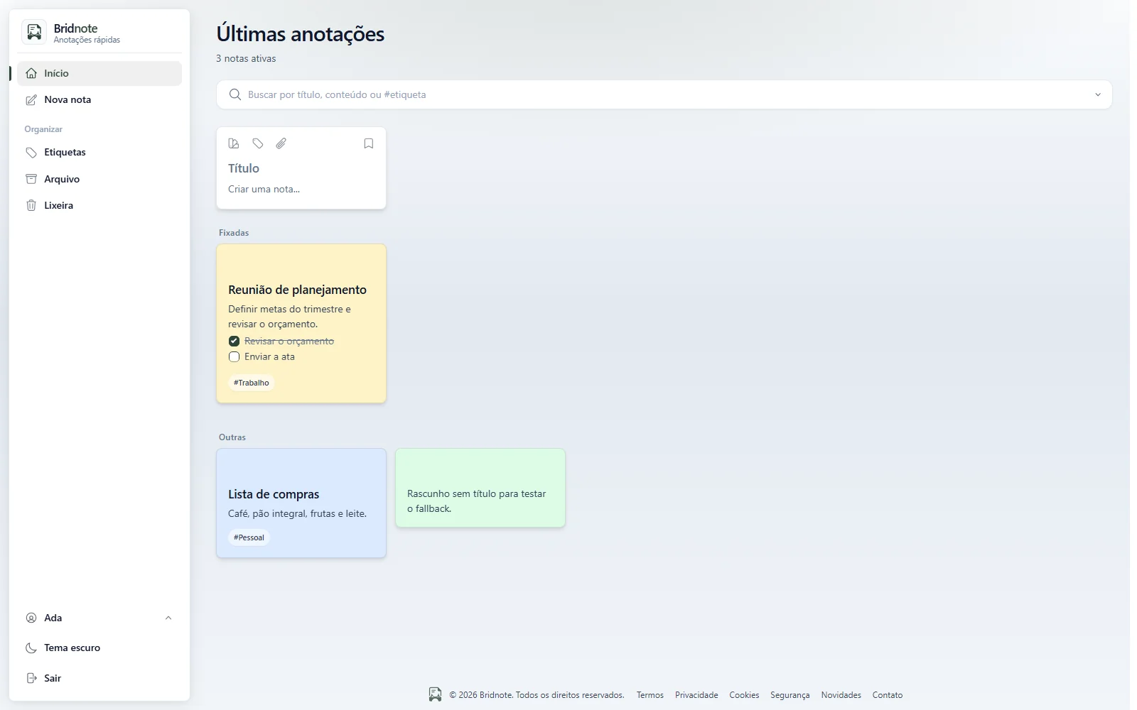 Note open in the modal editor